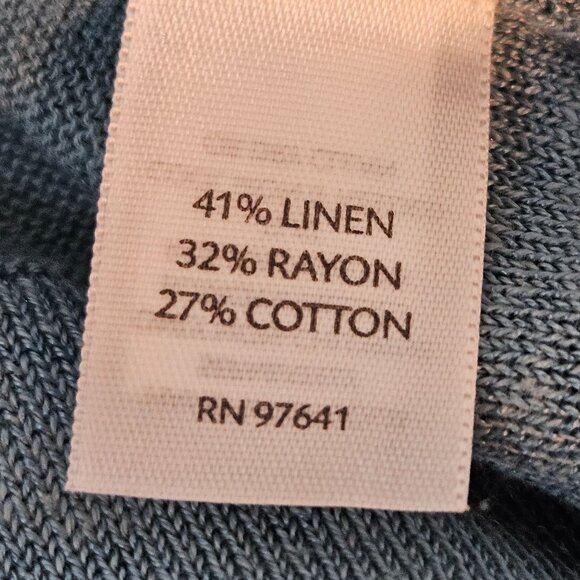 J. Jill Teal Cardigan Medium Petite Linen Cotton Blend Long Sleeve Pockets - Picture 8 of 9
